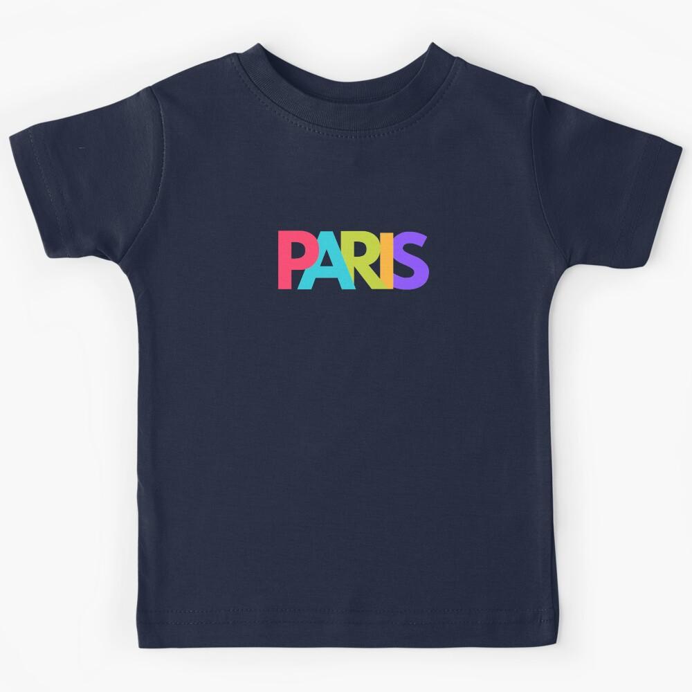 Paris France - Bright Overlapping Letters Kids T-Shirt 110