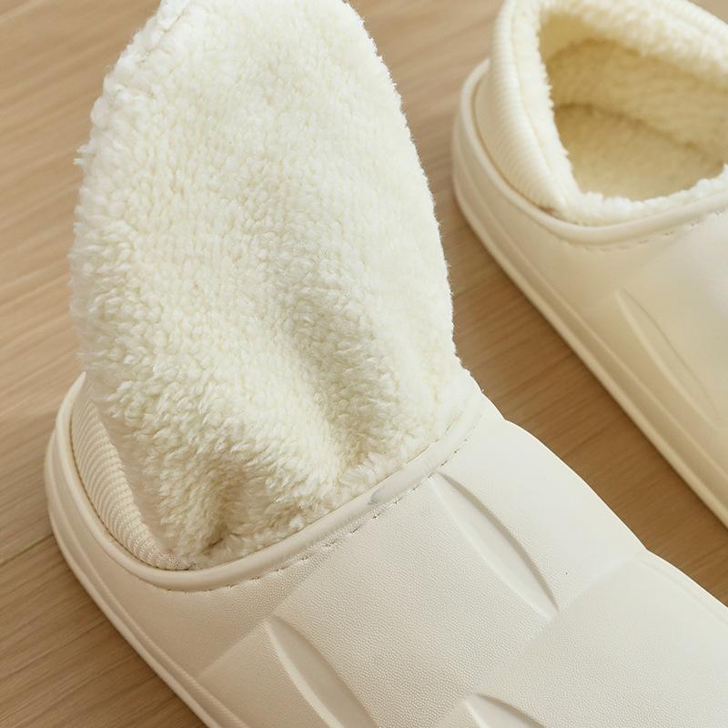 Waterproof Home Petal Cotton Shoes Women's Autumn and Winter Warm Couple Thick-soled Bag and Outer Wear Velvet Thickened Slippers
