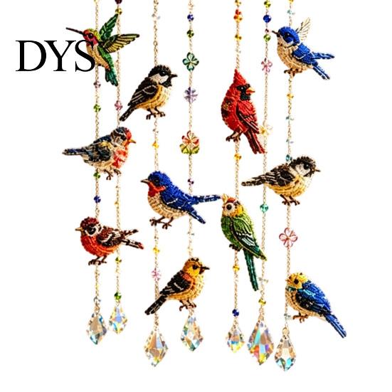 Artistic Porch Hanging Decorations Graceful Bird Wind Chime, Stained Outdoor Sun Catcher Windchime, Colorful Yard Spiritual Peace Meditation