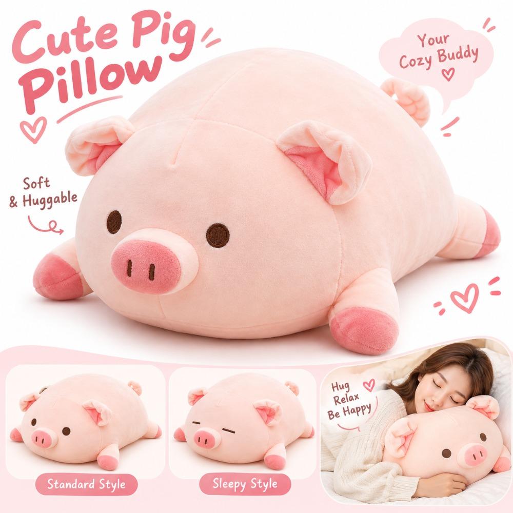 Huggable Plush Pig Toy Lying Design Lying Pig Plush Soft Stuffed Pig Doll For Kids
