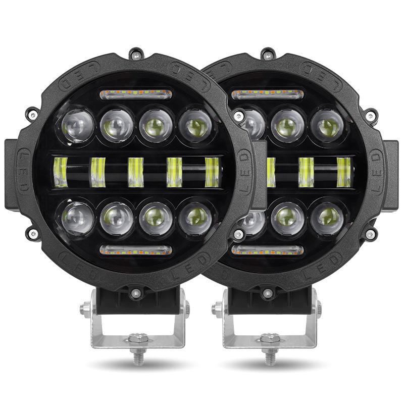 7-Inch 75W LED Car Headlight with 15 LEDs - Dual Color Work Light for Field and Auxiliary Use