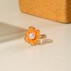 Dripping Oil Flower Ring Camellia Flower French Irregular Ring Retro Enamel Finger Ring  Wedding