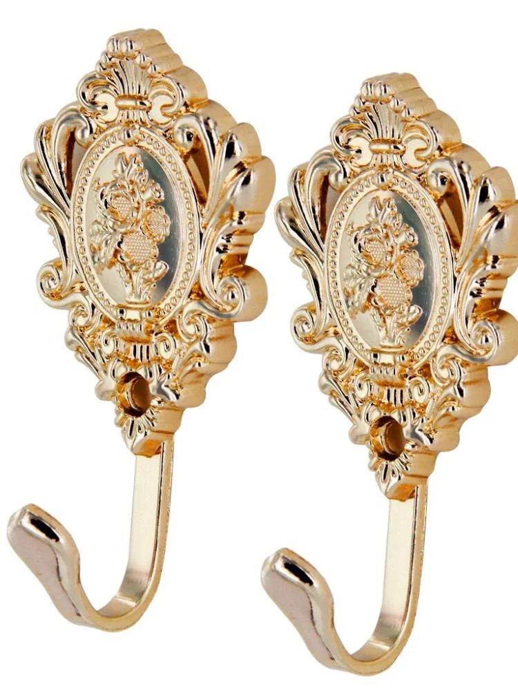 

2 шт./1 комплект, винтажные драпировочные крючки из сплава, настенные крючки для штор, крючки для подхвата, декоративные аксессуары для занавесок с розовым узором