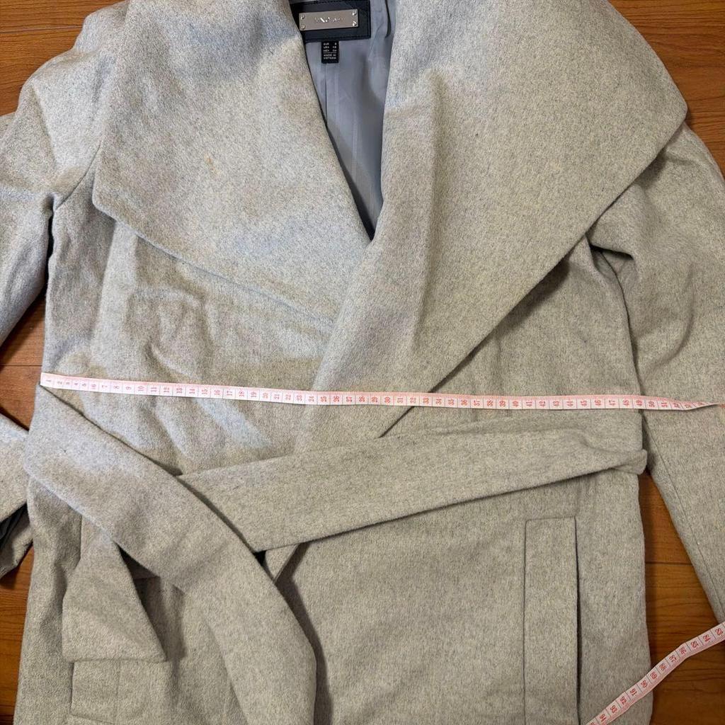Used Long coat with belt light gray