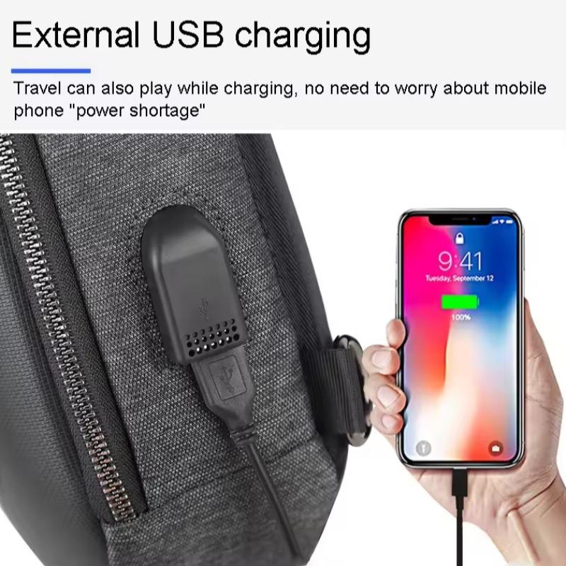 Running Chest Bag for Men USB Charging Fashion Streetwear Sling Pack Crossbody Motor Cycling Backpack