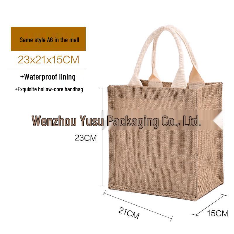 Muji Jute-Style Customizable Tote Bag - Film-Coated, Blank Linen for DIY Hand-Painting