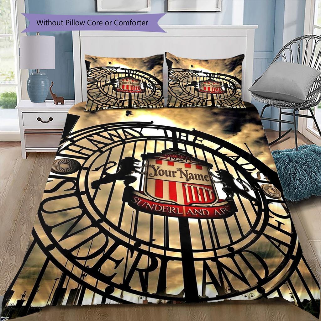 Sunderland Afc Crest Custom Name Pattern Bedding Quilt Set Quilt Cover Pillowcase Home Birthday Gift(1 * duvet cover + 2 * pillowcase, without core)