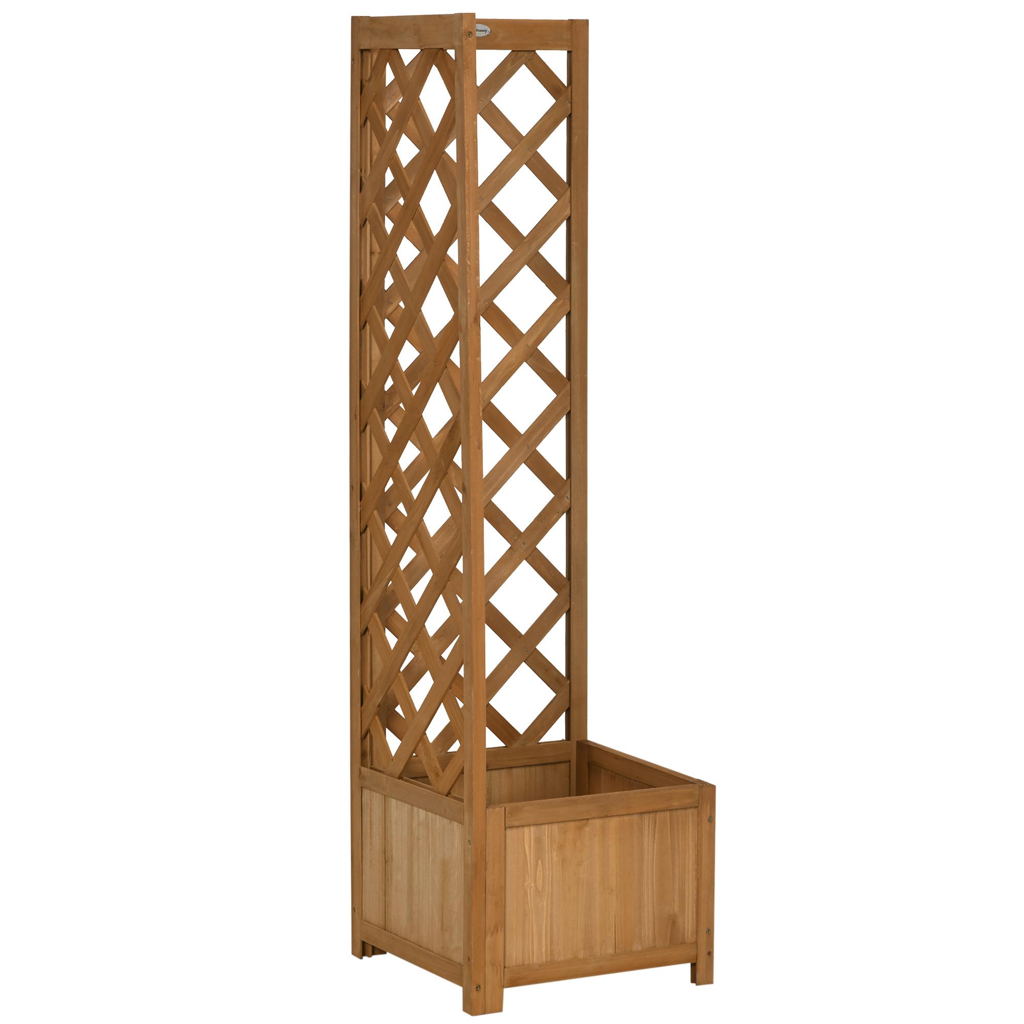 Wooden Planter with Corner Trellis, Freestanding