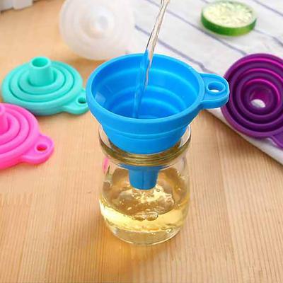 Kitchen Funnel Set, Mini Silicone Telescopic Foldable Oil  Funnelfor Filling Water Bottles With Liquid Transfer