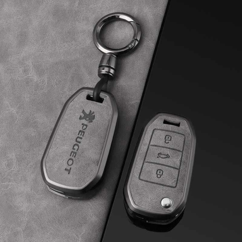Zinc Alloy Leather Car Flip Remote Key Case Cover Shell Bag For Peugeot 208 308 408 508 2008 3008 4008 5008 Keychain Accessories