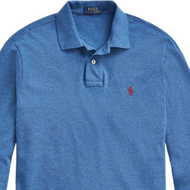 Polo Ralph Lauren SS24 Embroidered Long Sleeve Polo Shirt With Small Pony Logo Men Polo Shirts Blue 710680790-048
