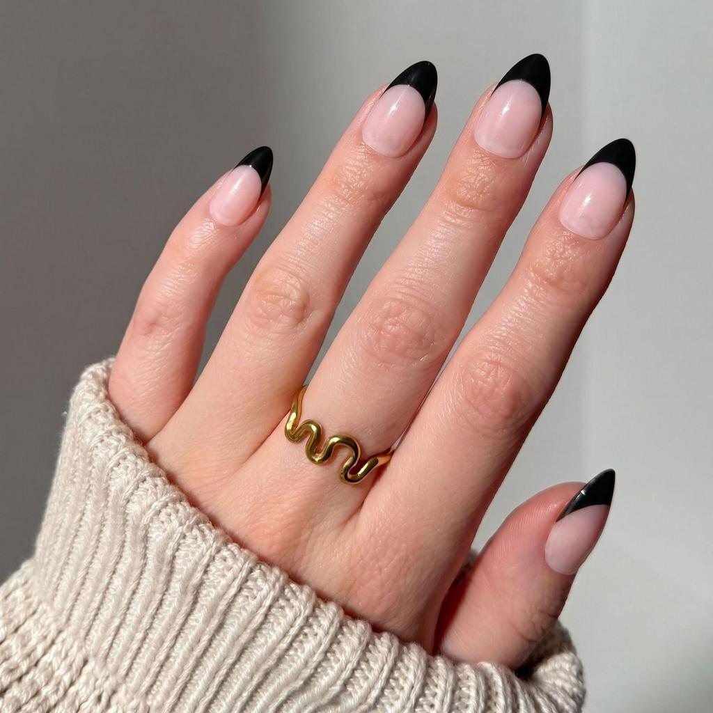 Hochwertige tragbare künstliche Nägel im Mandel-Nude-French-Stil – mittellange und lange Nagelspitzen