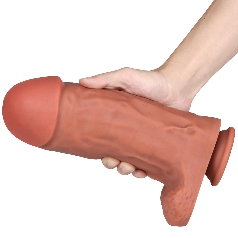 28cm*9cm Large Thick Long Double Layer Liquid Silicone Penis Big Penis Female Masturbation Anal Plug