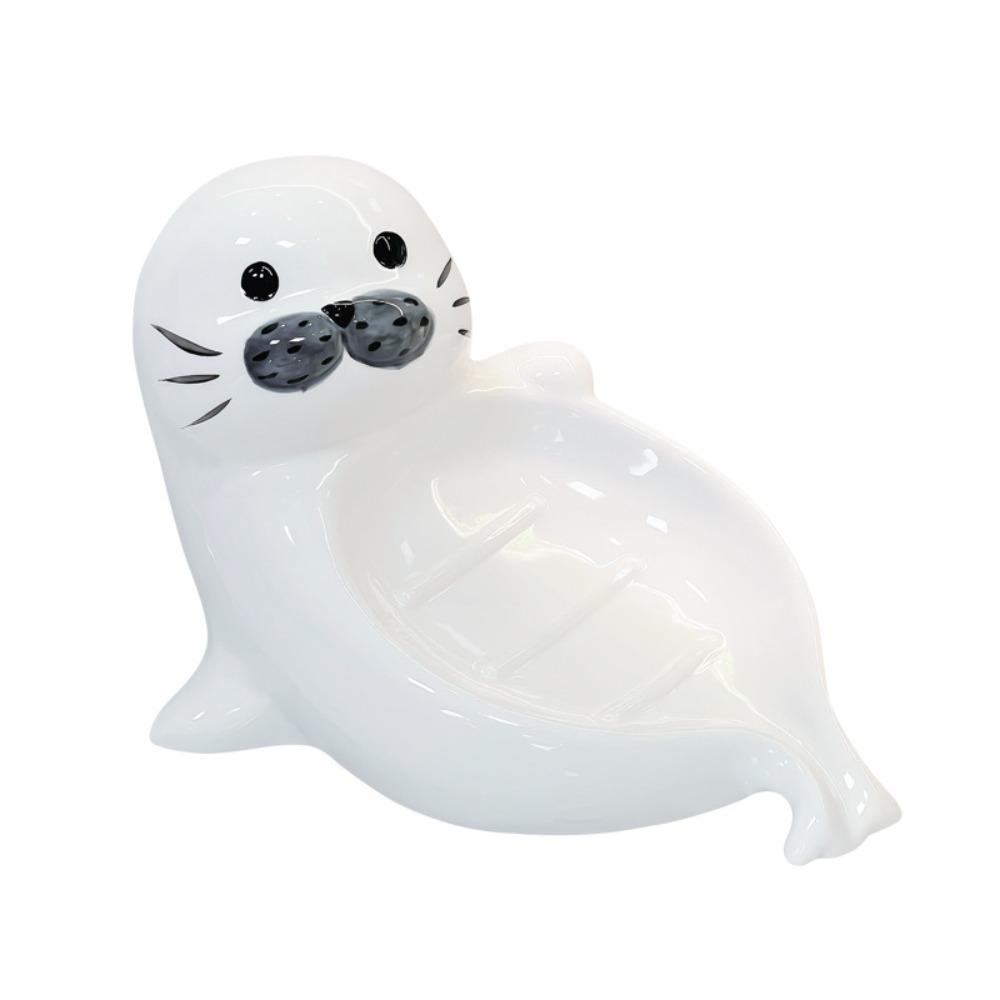 Cute Sea Lion Soap Dish Soap Box Bathroom Decor Organizer Self Draining Soap Holder Kitchen