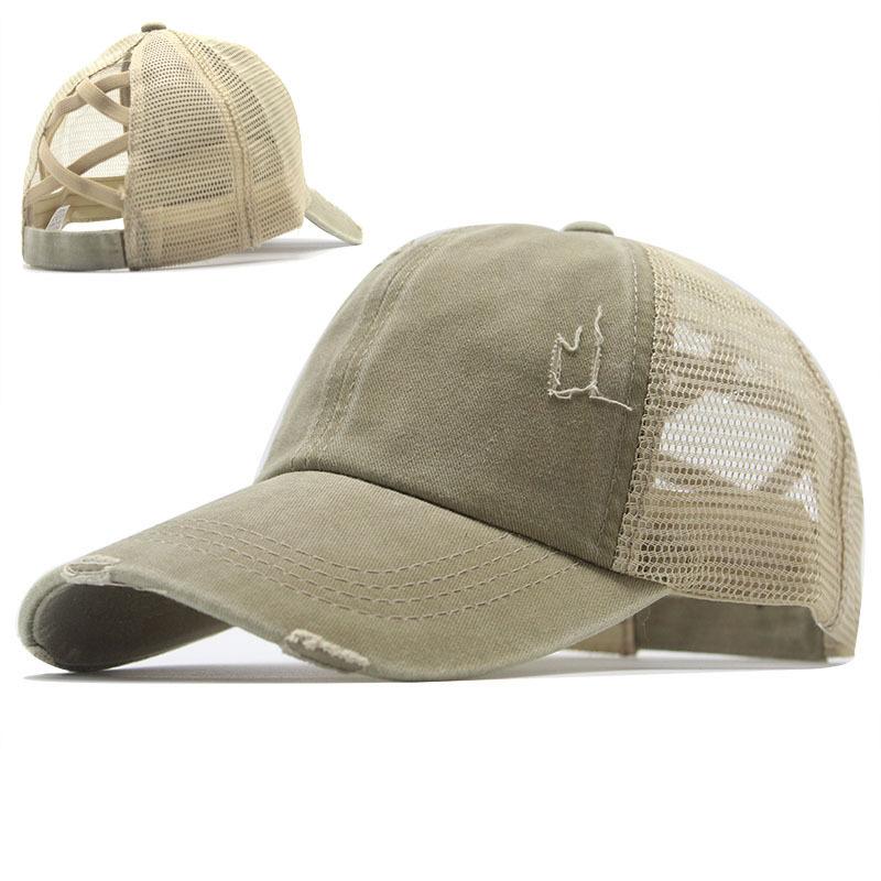 New Popular Outdoor Cross Ponytail Cap Sports Broken Edge Baseball Cap Summer Ladies Running Cap