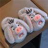 Cartoon Velvet Cute Pig Head Cotton Slippers 2025 Autumn and Winter New Warm Thick Bottom Non-slip Fluffy Cotton Slippers