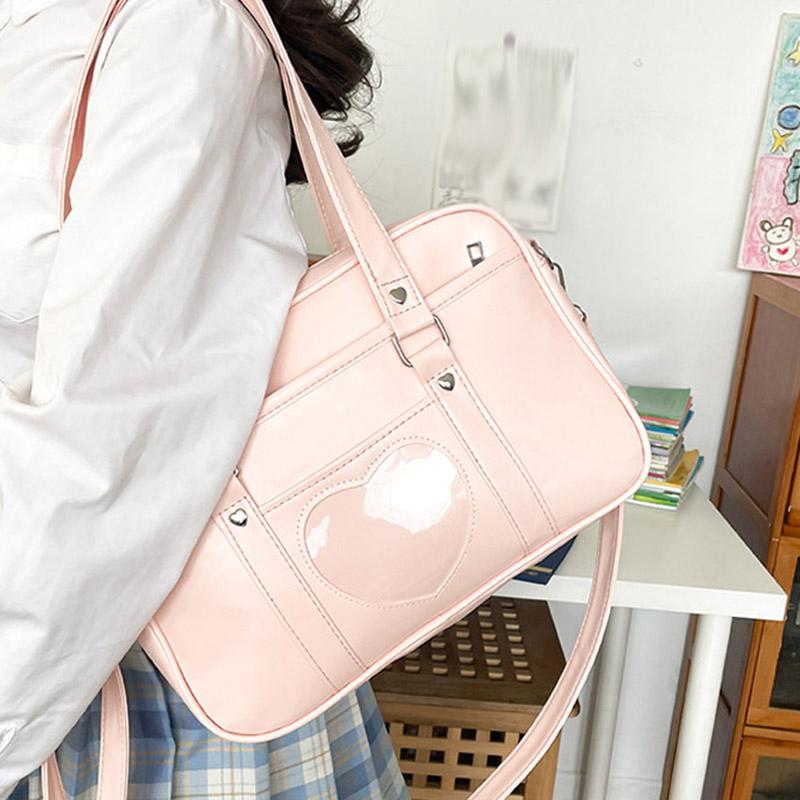 Japoniškas JK uniformos krepšys, krepšys per petį, kurjerių krepšys, studento krepšys, meilės elementas, PU moteriškas krepšys