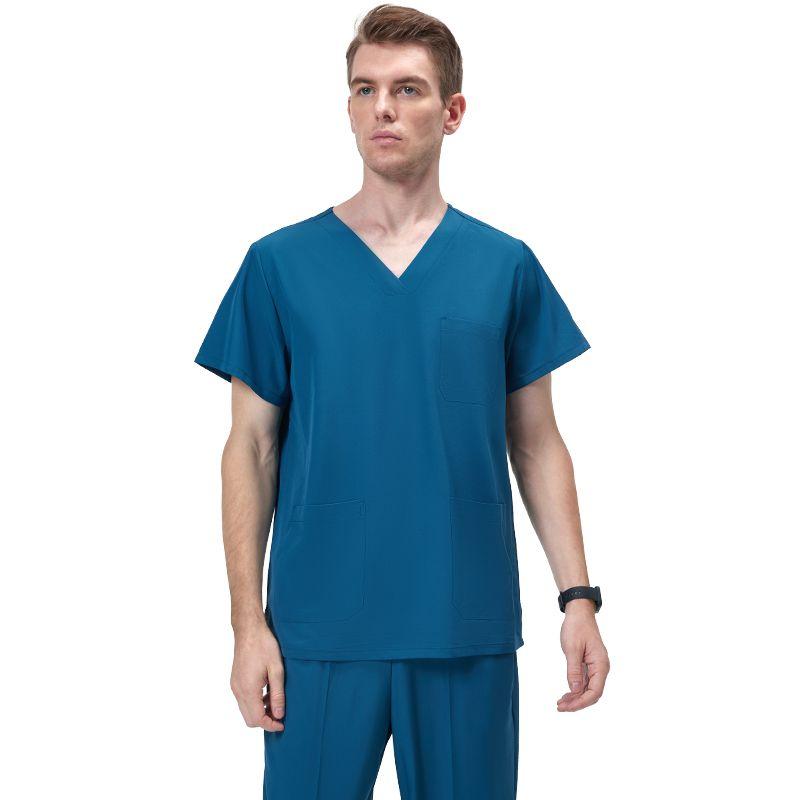 

Quick-Drying Stretch Men and Women Doctor Breathable Ice Silk Hand Washing Suit Men s Indigo short-sleeved Suit (quick-drying) XL