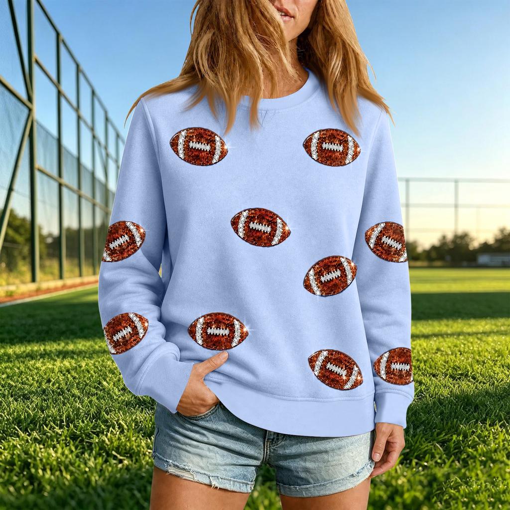 Women's Casual Neck Rugby Print Sweatshirt for Everyday Wear
