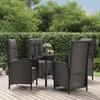 VidaXL Garden Dining Furniture and Cushions 5pcs Black Wicker 3185195