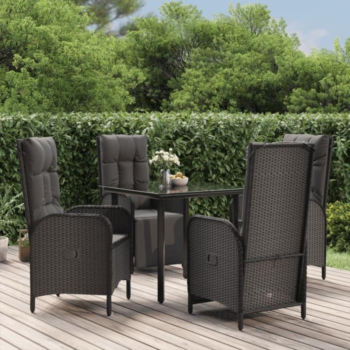 VidaXL Garden Dining Furniture and Cushions 5pcs Black Wicker 3185195