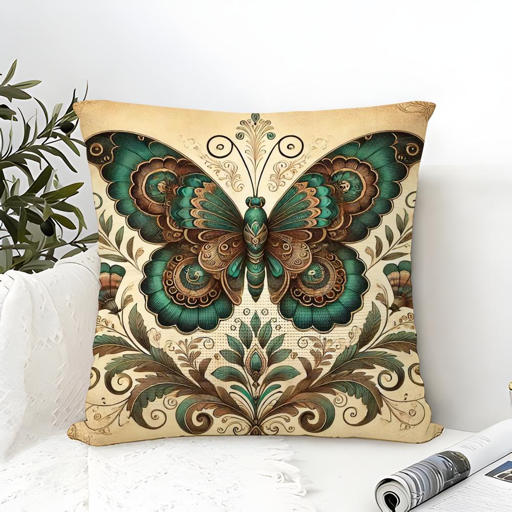 Natural Beautiful Floral And Butterfly Prints Pillow Case Linen Pillow Case Sofa Home Decor Cushion Cover Cushion Cove