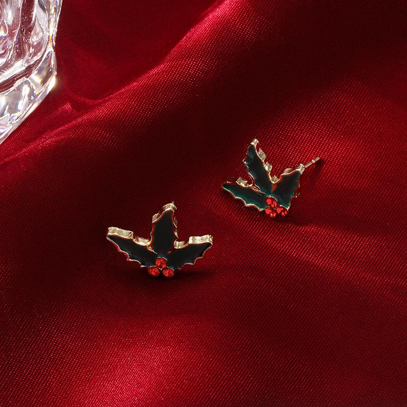 Christmas Santa Snowflake, Candy Cane, Bell, and Elk Earrings with Christmas Hat Design