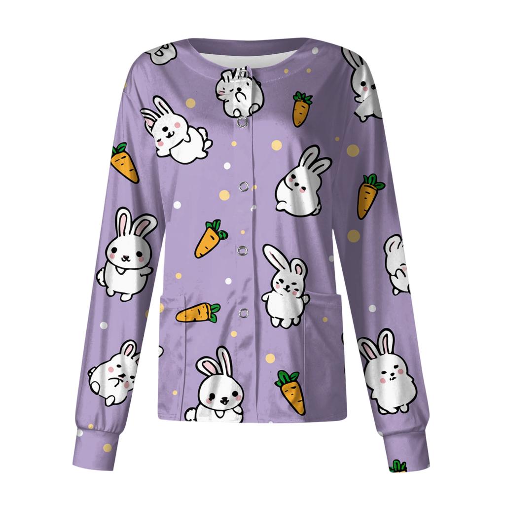 Damen Lässig Langärmlig Einreihig Bedruckt Schutzkleidung Cardigan Top