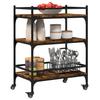 Kitchen Trolley Smoked Oak Finish 65 x 40 x 86.5 cm Engineered Wood