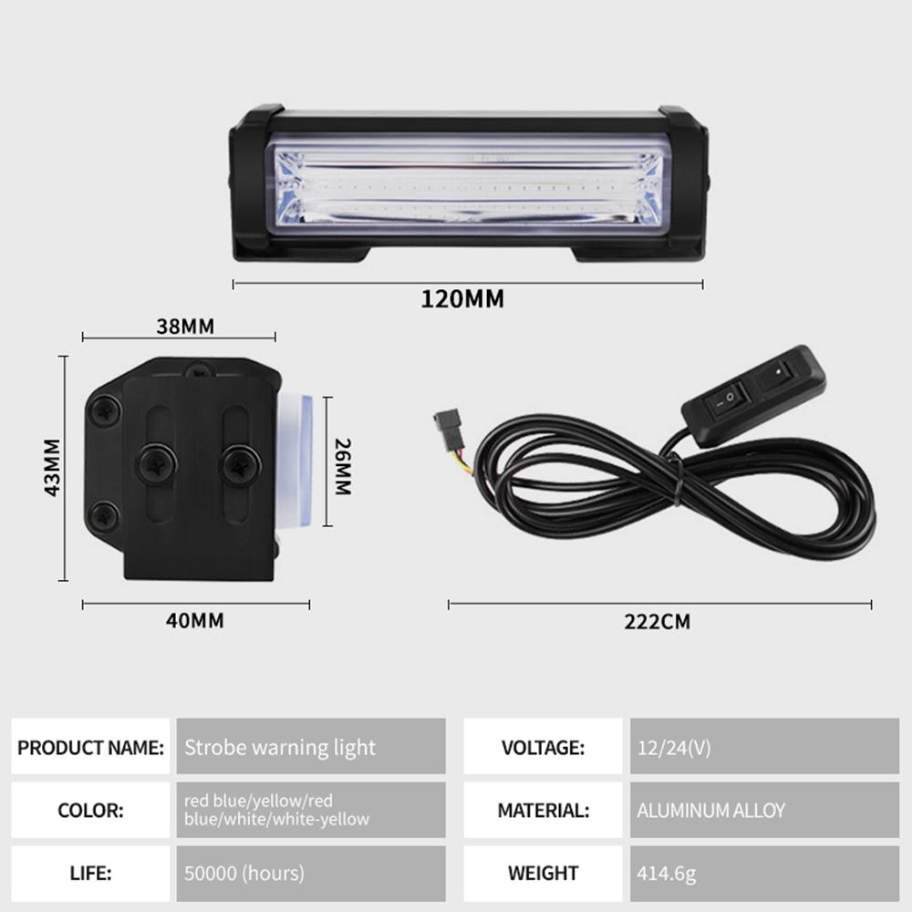 2 in 1 COB Grille Strobe Light 12V Police Strobe Flashing Beacon Blue Red Amber Warning Lights for Vehicles Car Van SUV Offroad