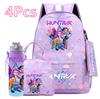 4 Adet/set KPOP Sırt Çantası El Çantası Kalemlik 750Ml Matara Genç Erkek Kız İçin Büyük Kapasiteli Kitap Çantası Karikatür Baskılı Okul Çantası Mochila