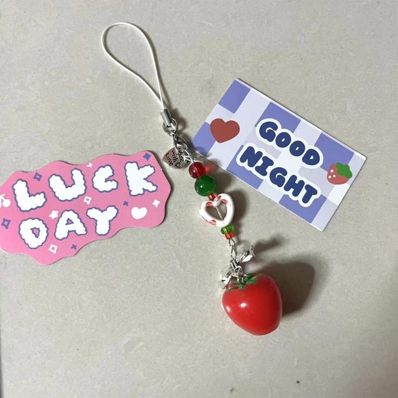 Cute Core Beaded Keychain Lanyard Ornament Stylish Decoration for Bag and Key