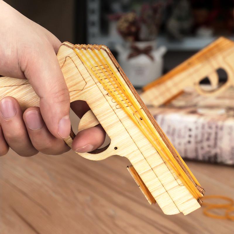 DIY Wooden Rubber Band Gun Kit for Kids: Physics and Engineering Science Experiment Toy