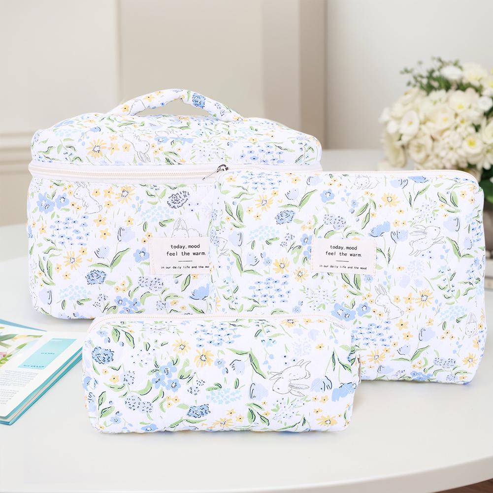 3Pcs Quilted Makeup Bag Cosmetic Organizer Bag Large Capacity Aesthetic Cosmetic Bag Cosmetic Clutch Bag Outdoor Travel Bag