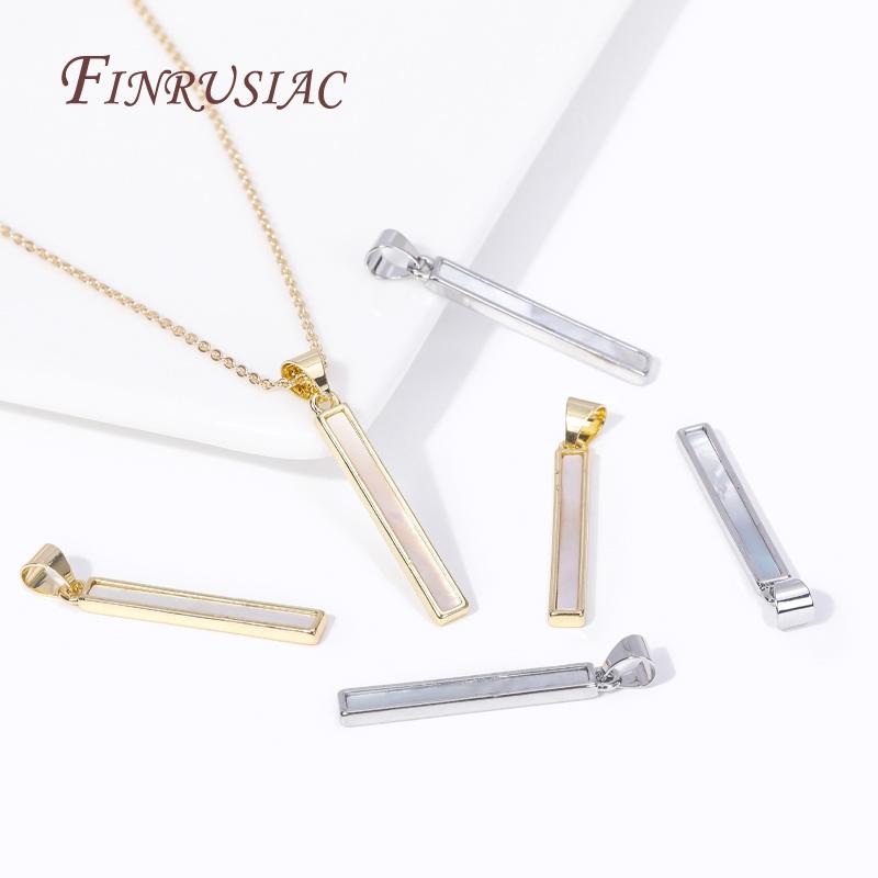 Flera typer DIY Smyckestillverkning Berlocker 18K Guldpläterad Mässing Inlagd Snäcka Berlocker För Halsband Smyckesmaterial