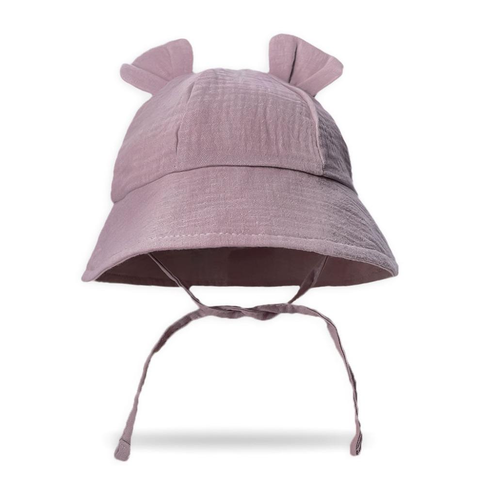 Korean Baby Bear Ear Hat Solid Color Boys Girls Sunhat Cute Baby Bucket Hat  Toddler