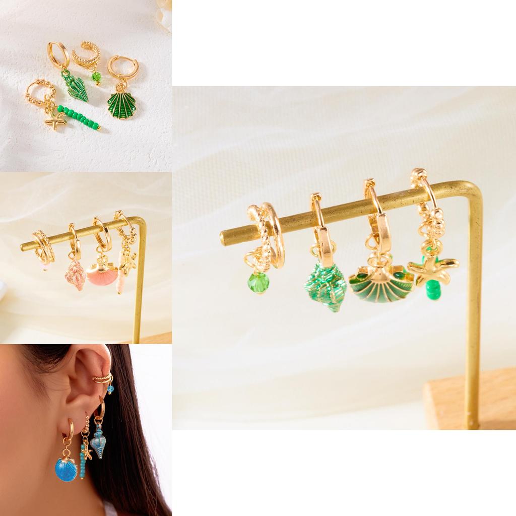 Ocean Starfish Shell Earrings For Women With Zinc Alloy Material Summer Beach Jewelry