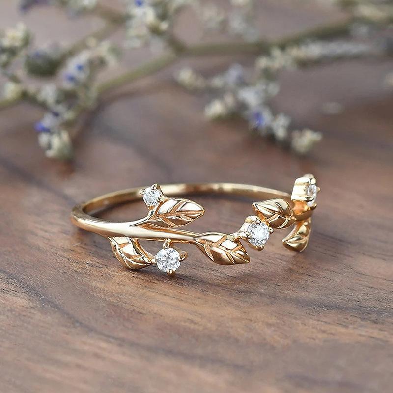 1Pc Fashionable Thorn Synthetic Zircon Ring, Exquisite Flower Branch Wrapped Country Style Ring, Simple and Multi-purpose Index Finger Ring