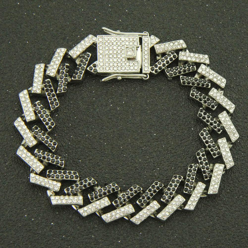 15MM Paved Rhinestones Prong Cuban Link Chain Bracelet for Men Women Bling Iced Out Cuban Bracelet Hip Hop Rapper Jewelry Gift