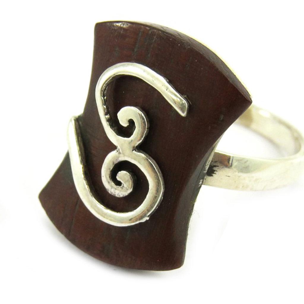 Silver 'Amazonia' Wood Ring