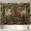 VIKAMA Europäischer Vintage-Wandteppich mit Baum- und Drachenmotiv im mittelalterlichen Hofstil für Wohn- und Esszimmer – Wandbehang für Zuhause