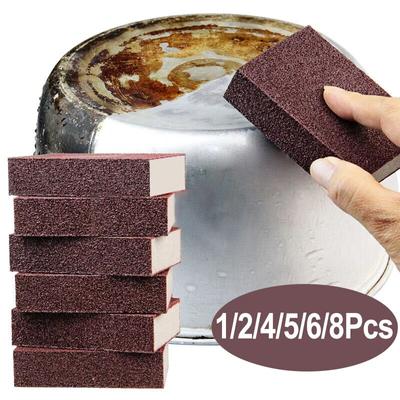 1/2/4/6/8Pcs Carborundum Removing Rust Cleaning Brush Clean Rub for Descaling Clean Rub for Cooktop Pot Kitchen Sponge