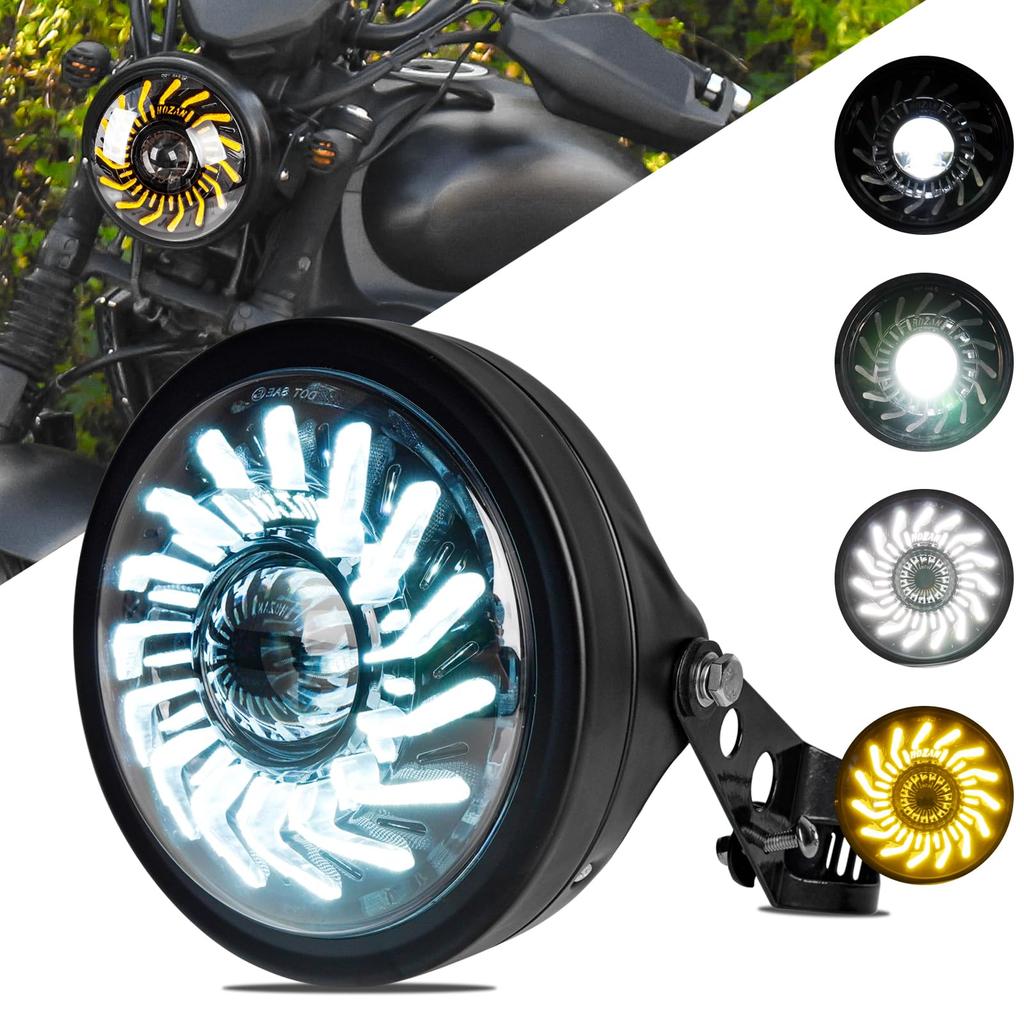 Motikvan 7 inch LED motorcycle headlight switching type with lamp housing bracket kit Chrysanthemum DRL round headlight CB400SF CB750 250 CBX400