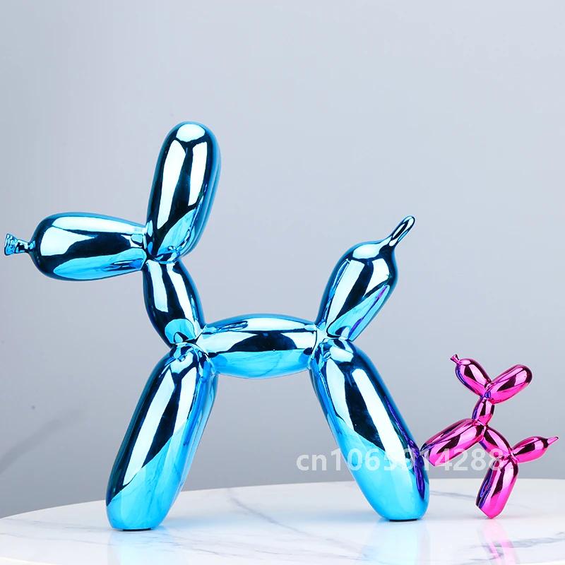Electroplated Resin Dog Crafts Nordic Balloon Dog Ornament Puppy Sculpture Home Decor Living Room Desktop Modern Animal Statue