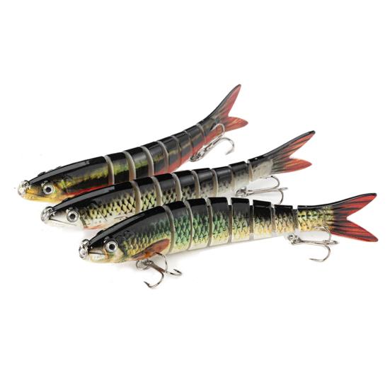 3Pcs Fishing Lures Hard Baits 3D Eyes Realistic Looking Vibrant Color Multi Jointed Slow Sinking Artificial Lure Fish Baits Kit