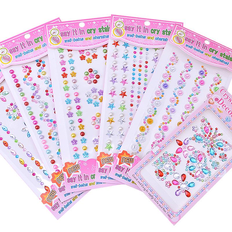 Colorful Cartoon Gem Stickers for Kids - 3D Flash Diamond Decorations for Girls