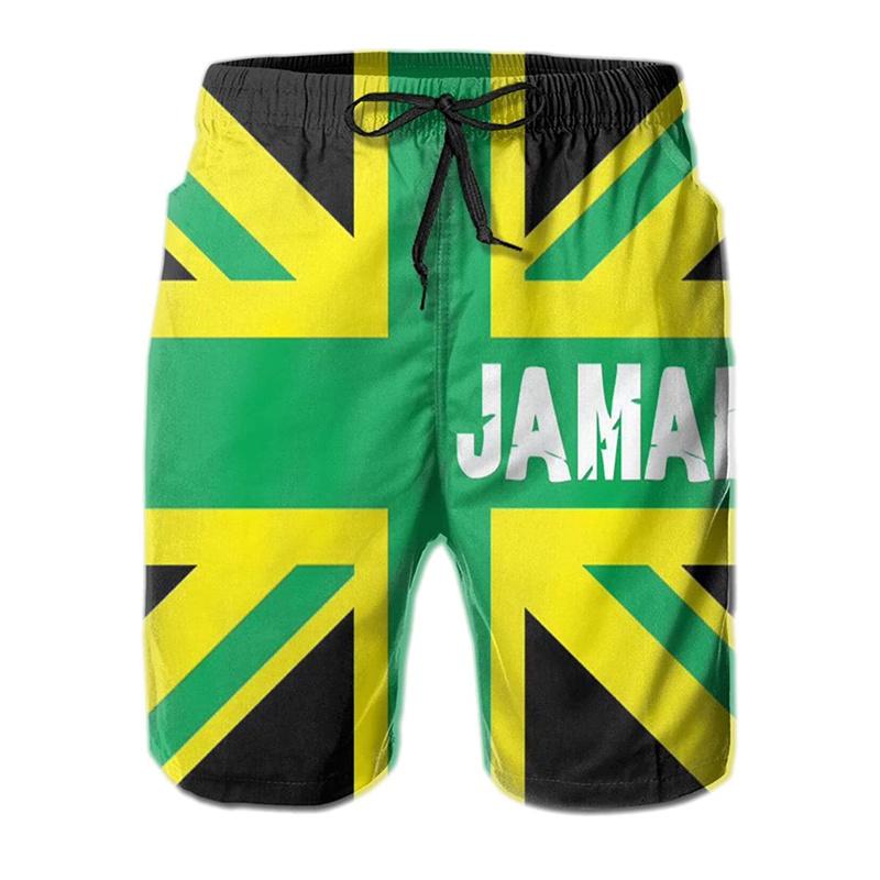 

Men s 3d Printed Jamaican Flag Swim Trunks Fashion Summer Jamaica Beach Surf Board Shorts Quick Dry Sports Gym Short Pants S