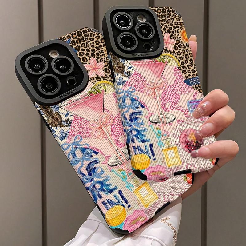 Fashion Leopard-pattern Phone Case for Fall, Anti-drop Protector Cover Compatible for IPhone 17 16 Pro Max 15 Pro 14Plus 13 12