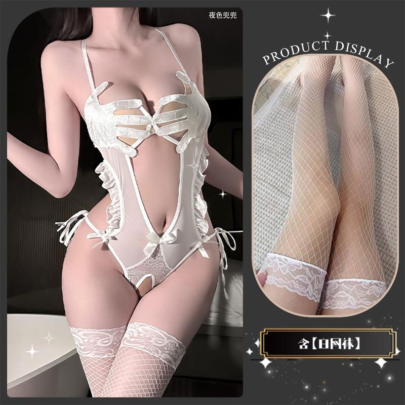 Sexy Underwear Sexy Palm Print Fun Open Crotch Onesie Perspective Hot Temptation Suit Women's Lace Hollowed Out