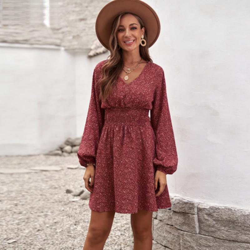 

Новое платье в горошек для женщин, пуловер, V-образный вырез, длинный рукав, присборенная талия, облегающее платье 2XL красный